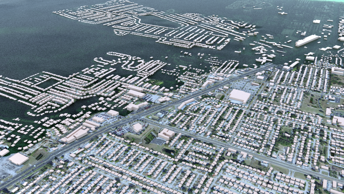 Year 2045 sea level rise (NOAA High) with a Category 3 Hurricane