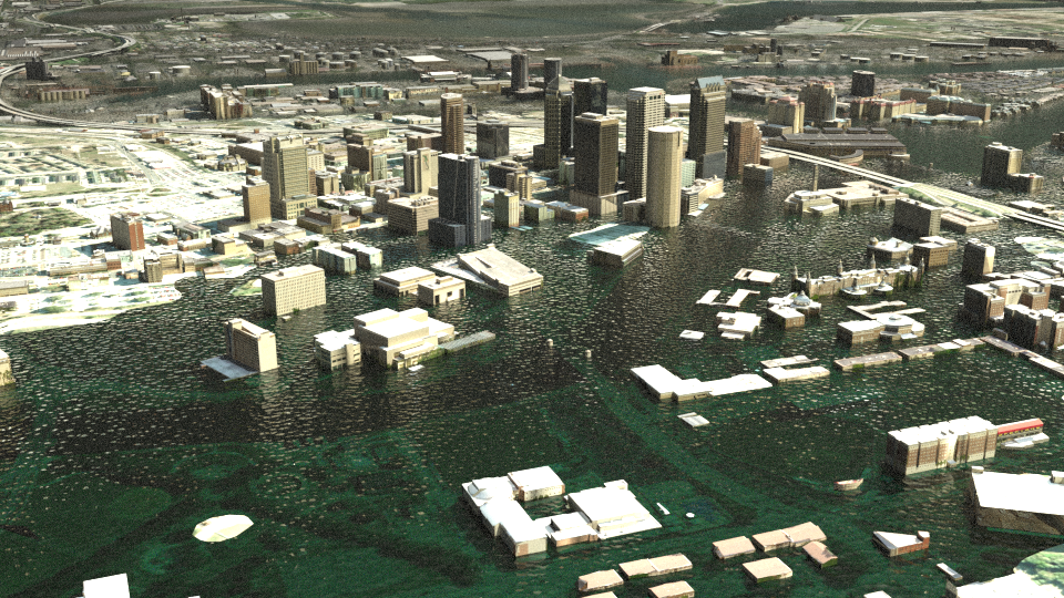 Year 2045 sea level rise (NOAA High) with a Category 3 Hurricane