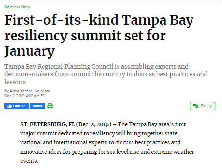 First-of-its-kind Tampa Bay resiliency summit set for January