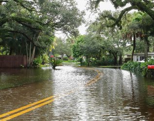 Fort Lauderdale street floods with water from Tropical Storm Eta.