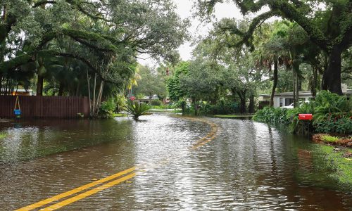 Fort Lauderdale street floods with water from Tropical Storm Eta.